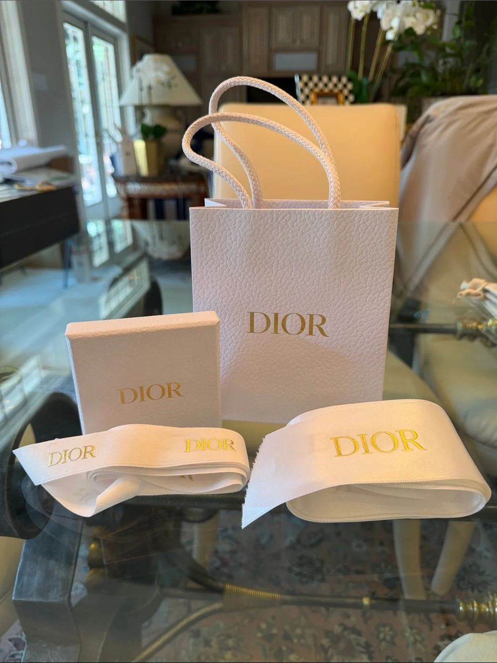Dior jewelry Bag, Box, Ribbon, and Tissue